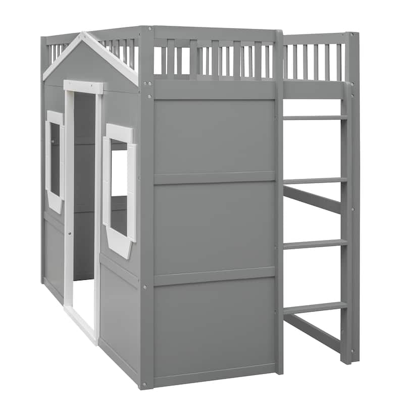 Castle Style Twin Solid Pine Loft Bed