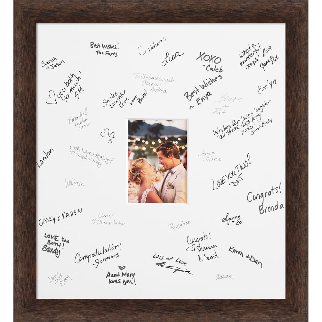 Warm Signature Mat Picture Frame - Autograph Photo Frame Guest Book Alternative for Weddings, Graduations, or Retirement