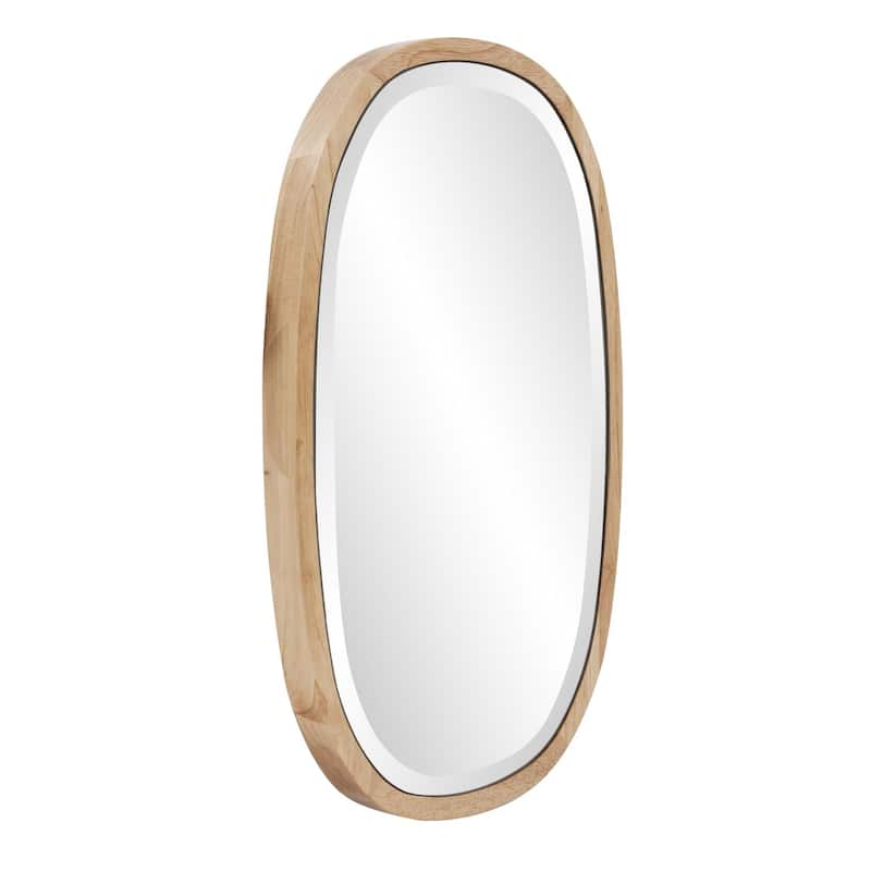 Allan Andrews Oval Beveled Wall Mirror with Polished Wood Frame - 26"H x 15.75"W