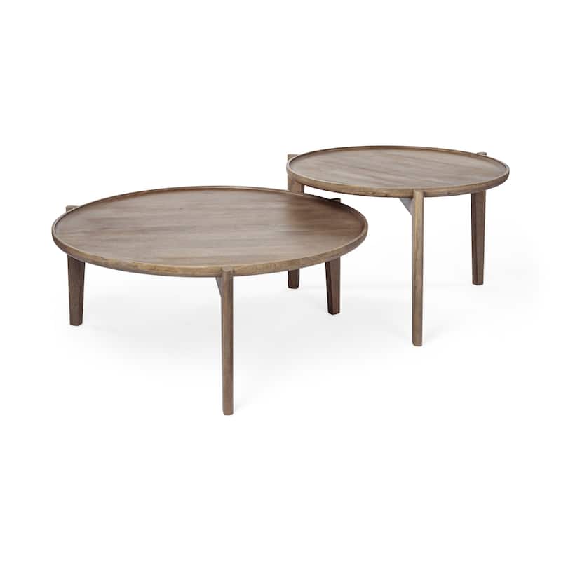 Cleaver I Medium Brown Solid Wood Round Accent Table
