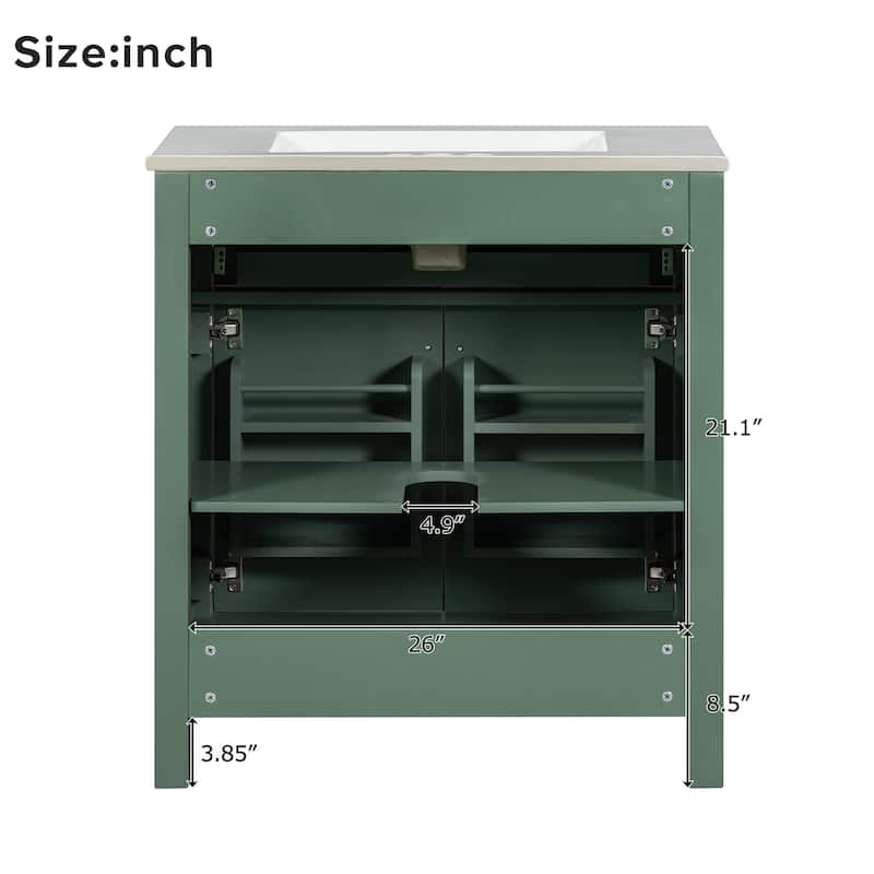 30 inch MDF Freestanding Bathroom Vanity Set with Integrated Ceramic Sink