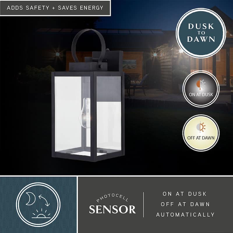 Medinah 1 Light Dusk to Dawn Outdoor Wall Lantern Clear Glass
