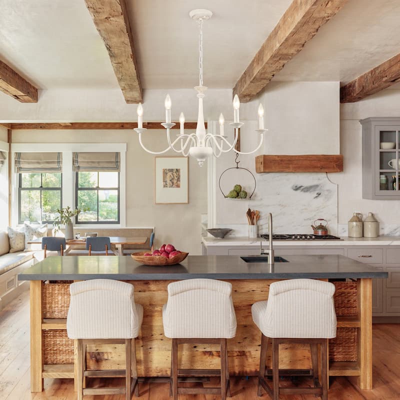 Modern Farmhouse 6-Light Candle Chandelier Light Fixture for Dining Room - W27.95"x H16.14" - N/A