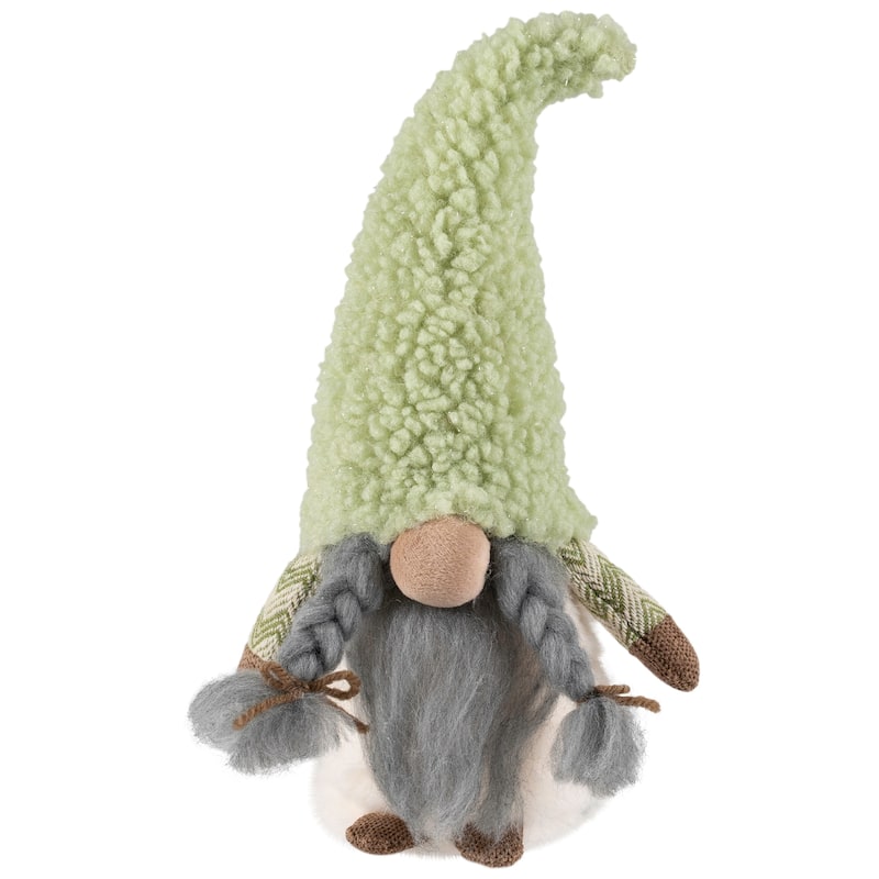 Gnome Girl in Faux Fur Hat Christmas Figure - 12" - Green
