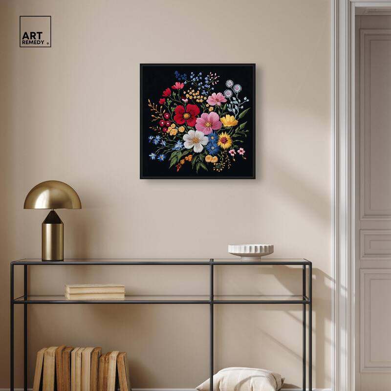 Midnight Wildflower Weave Canvas by Art Remedy