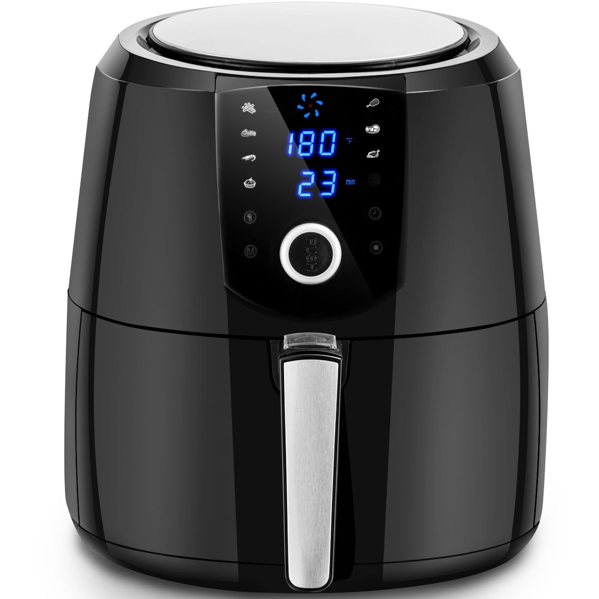 Cosmo COS-58AFAKSS 5.5 Liter Electric Hot Air Fryer with Temperature Control, Timer, Non-Stick Frying Tray, 1400W (5.8 Quarts, Stainless Steel /