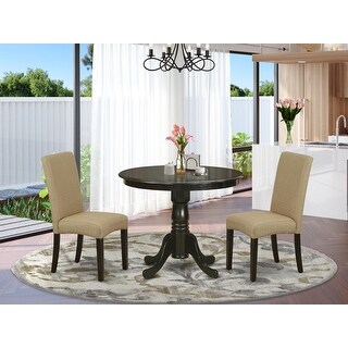 chairs inch table parson linen fabric round option number brown