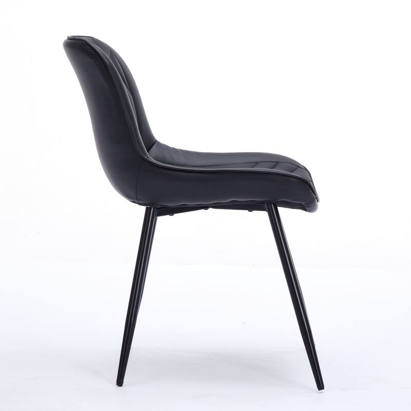 Mid Century Modern Dining Chairs Set of 2 w/ Comfortable Upholstered Faux Leather Side Chairs - Cream