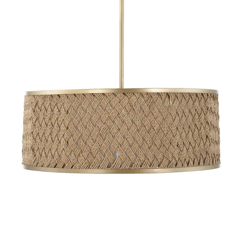 Uttermost Pinchot 4 Light Rattan Drum Pendant - 22.25"W x 22.25"D x 8.5"H