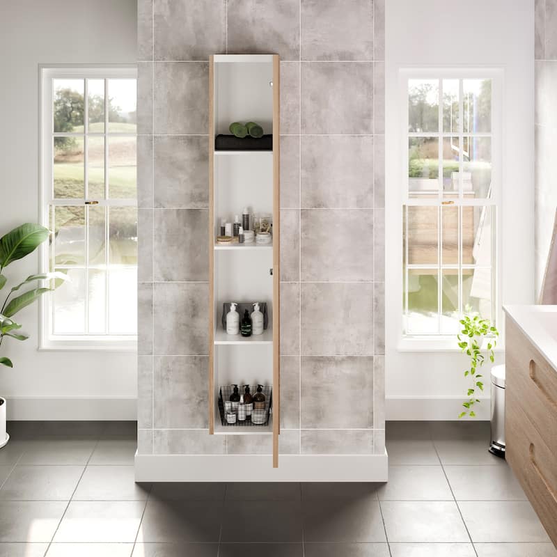 Eviva Joy 12"W x 10"D x 59"H Wall-Mounted Linen Cabinet