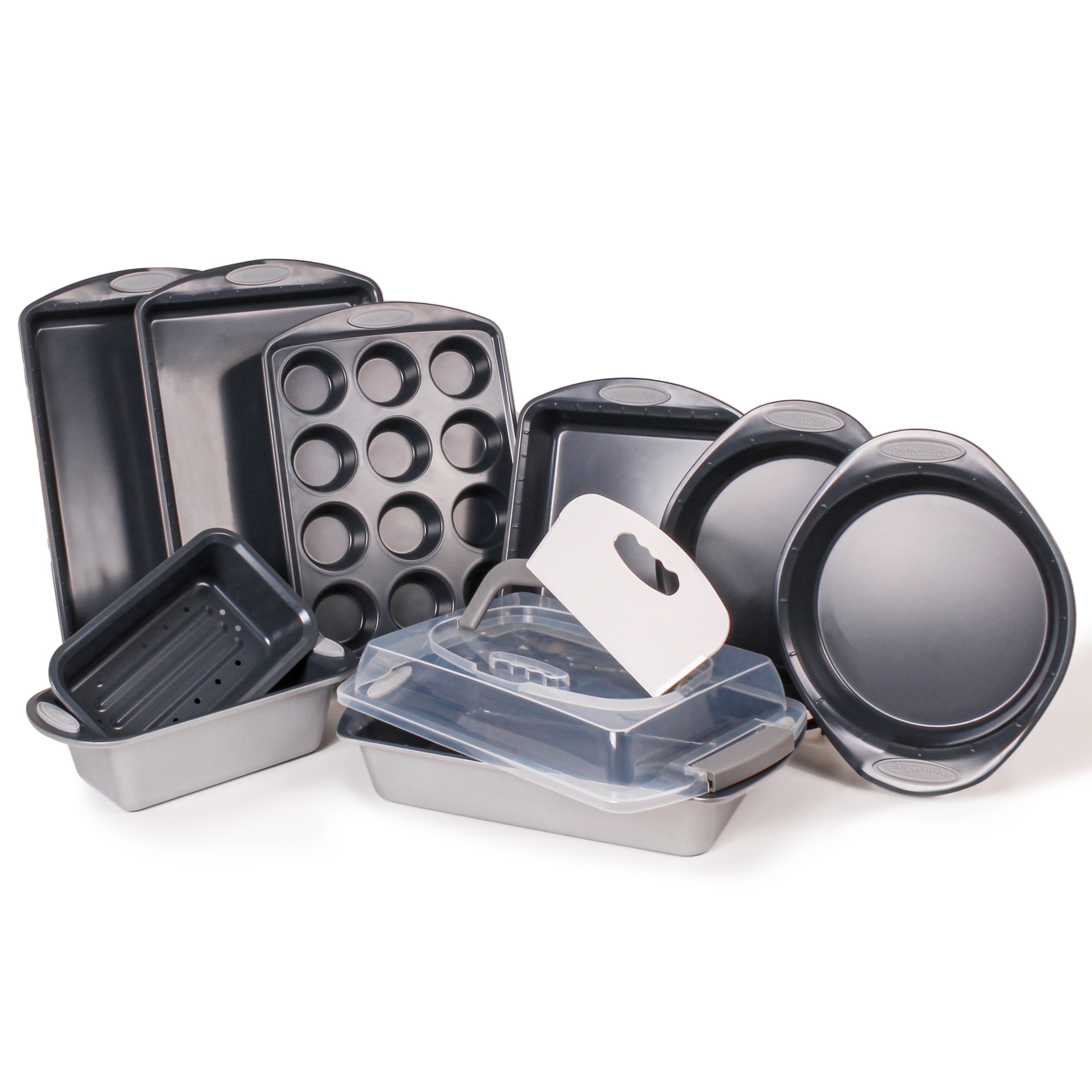 BergHOFF Perfect Slice 3-piece 13x9 Covered Cake Pan with Tool, Grey