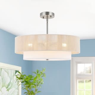 GetLedel 4-Light Hand-woven Rope Drum Semi-flush Mount Chandelier