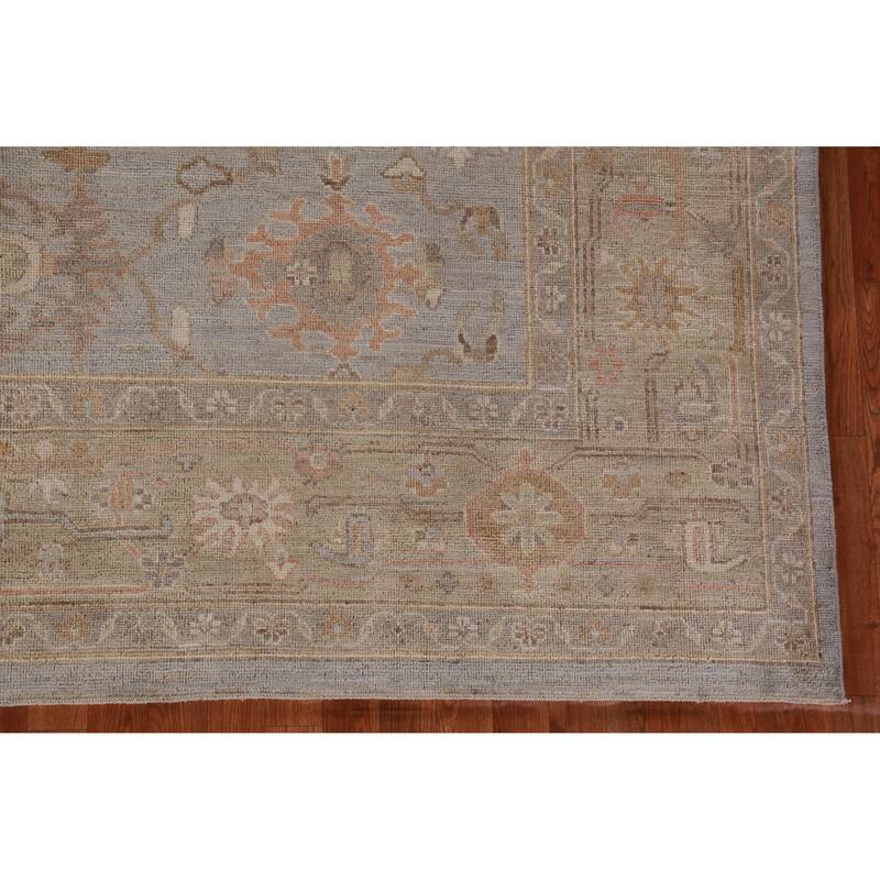 Hand Knotted Oriental 100% Wool Carpet Transitional All-Over Greys & Charcoal Oushak Area Rug - 11' 10'' X 8' 10''