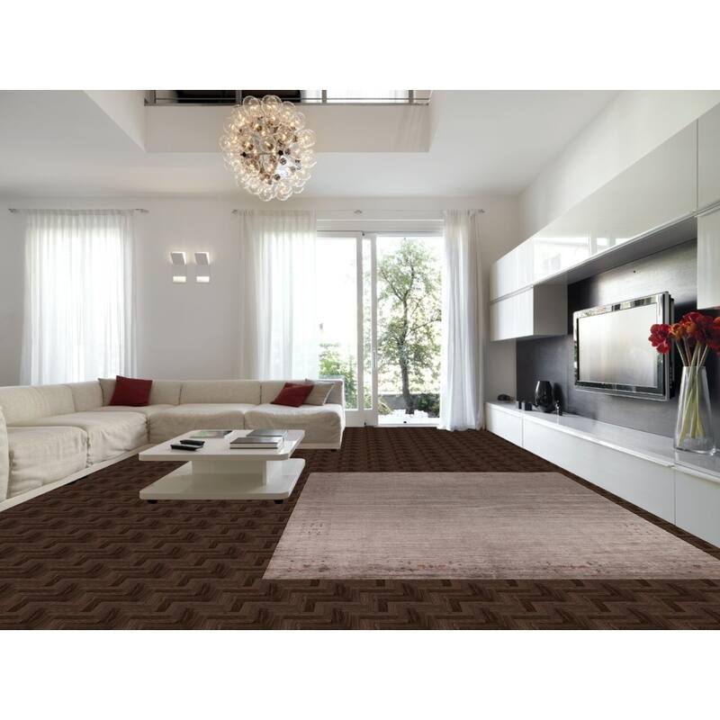 Brown Gabbeh Oriental Area Rug Hand-Knotted Silk Carpet - 8'11" x 11'8"