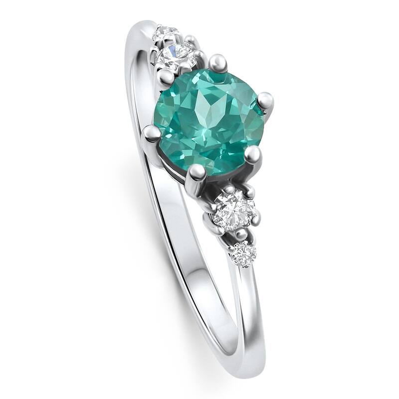 Bliss Diamond 1Ct TW Paraiba & Diamond Ring White Gold Lab Grown