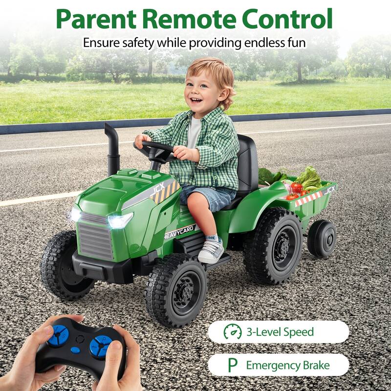 Gymax 2-in-1 Kids Ride On Tractor 12V Battery Powered Toy Car w/