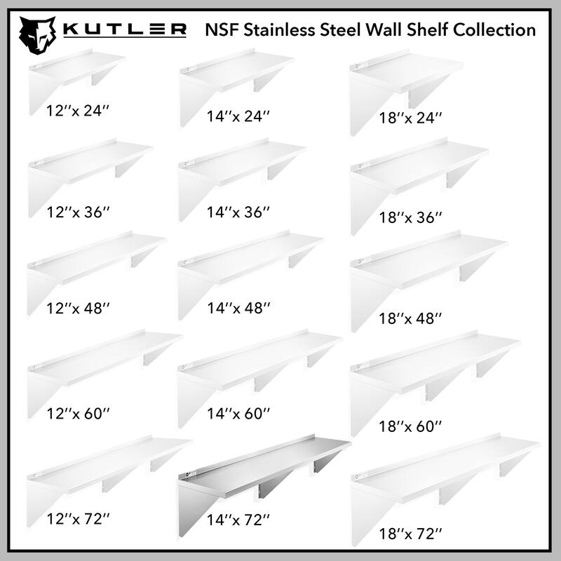 Stainless Steel Shelf NSF Commercial Kitchen Wall Shelving