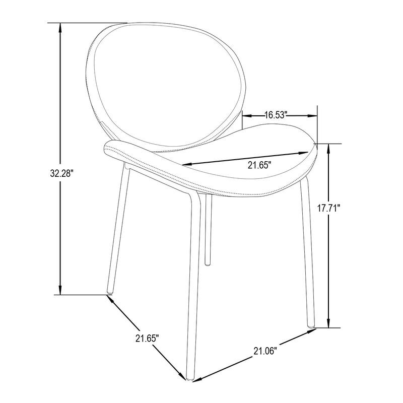 Leather Dining Side Chair with Powder-Coated Iron Legs Servos Series