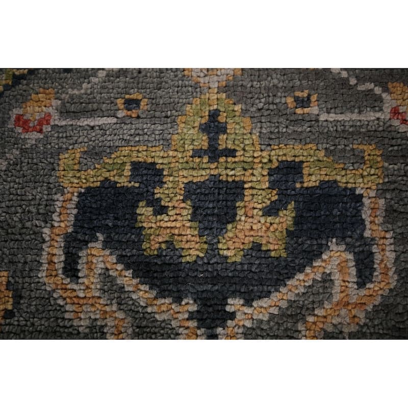 Geometric Heriz Serapi Area Rug Hand-Knotted Grey Wool Carpet - 7'11"x 10'1"