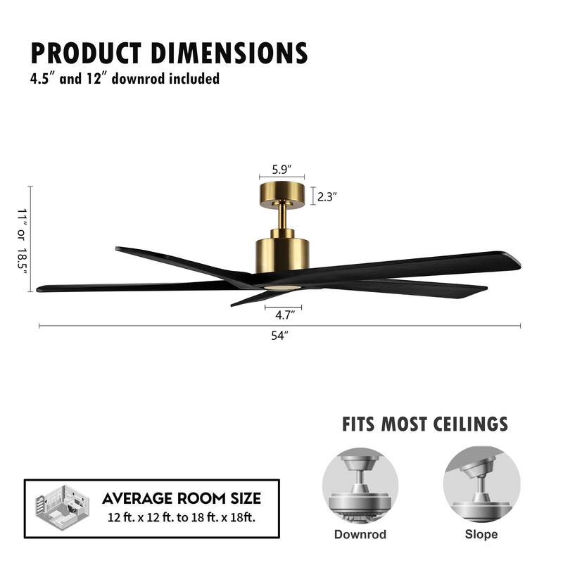 WINGBO 54 Inch DC Motor Indoor Ceiling Fan without Lights