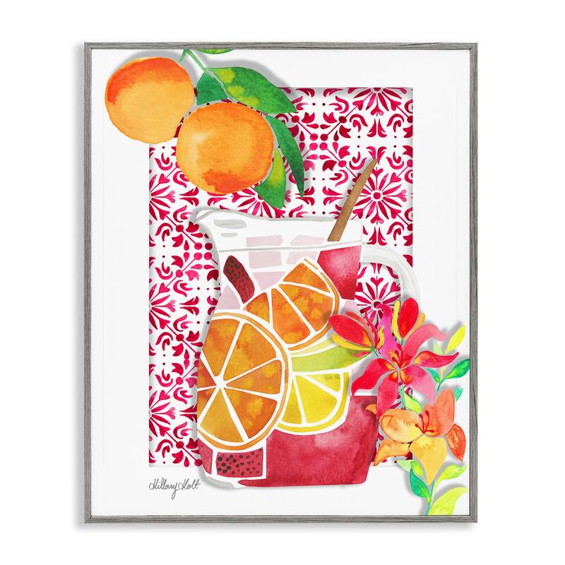 Stupell Mediterranean Sangria Drink Framed Giclee Art Design By Hillary Holt - 24 x 30 - Grey