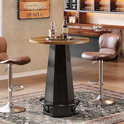 Round Bar Pub Table, 39.4" H Bistro Cocktail Table