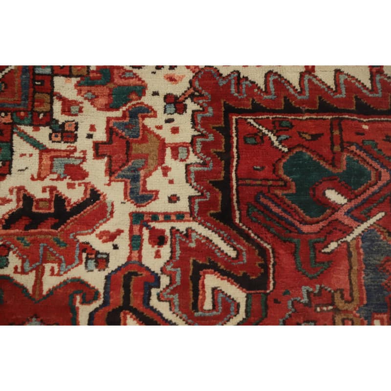 Hand Knotted Oriental 100% Wool Carpet Traditional Medallion Red Heriz Area Rug - 11' 0'' X 8' 0''