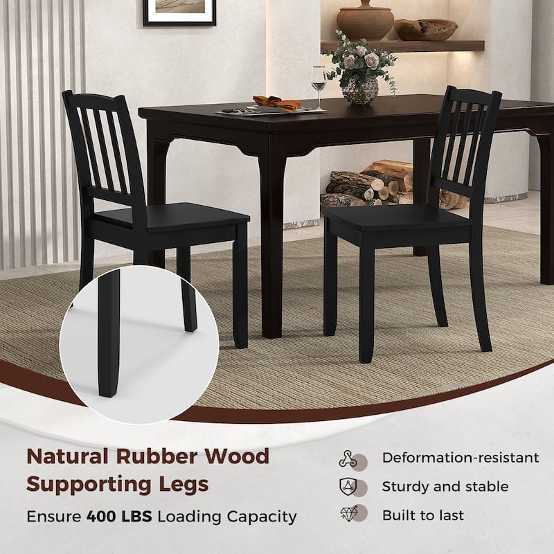 Gymax Wood Dining Chair Set of 4 w/ Rubber Wood Legs Curved Backrest