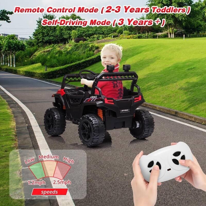Kids Ride On Utv with Remote Control, 390W Double Motors 12V Kids Ride On Car Truck Toddles Electric Vehicle