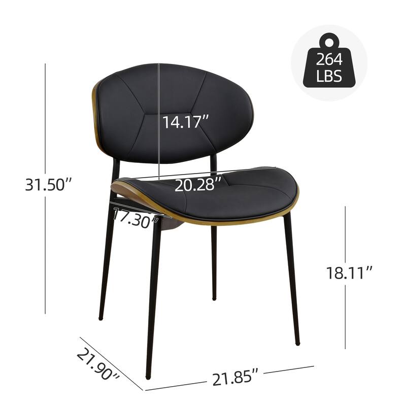 Art Leon Set of 2 Bentwood and PU Upholstered Dining Chair