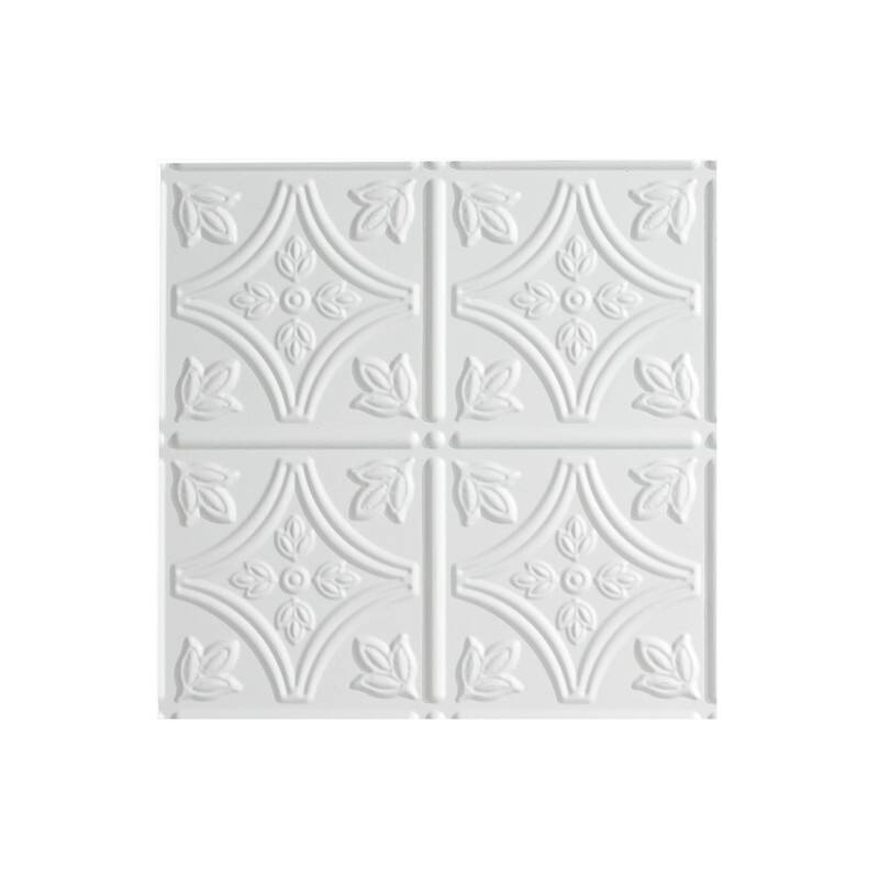FASÄDE Traditional Style 1 Decorative Vinyl 2ft x 2ft Lay in Ceiling Panel in Matte White (5 Pack) - 12in x 12in Sample - Matte White