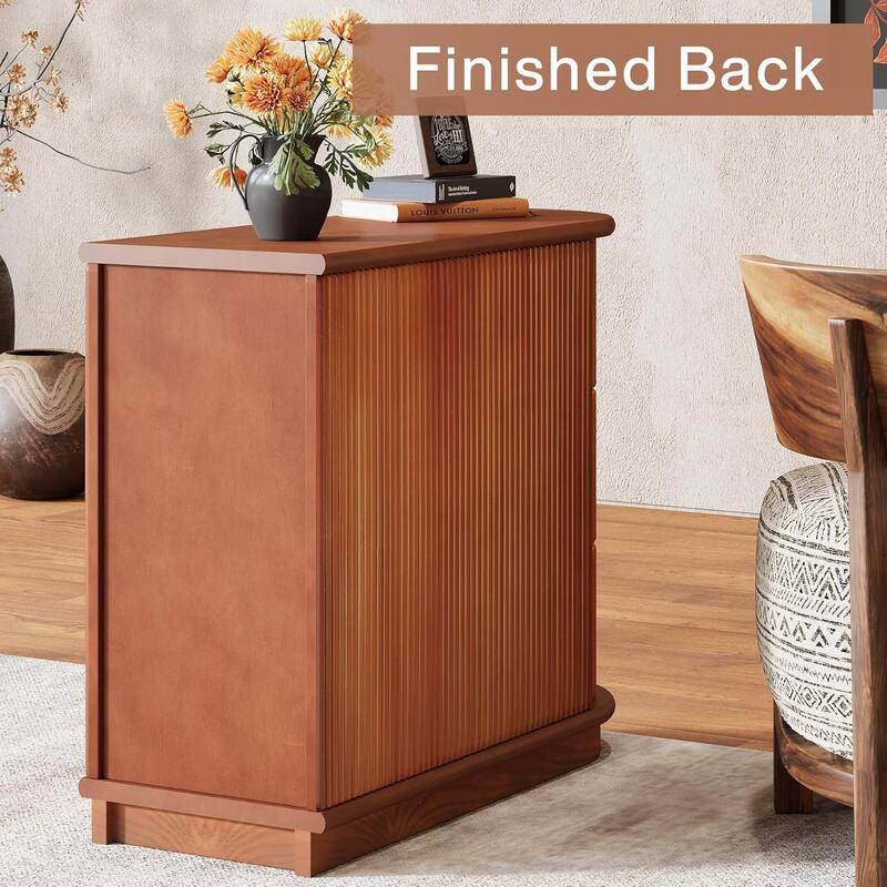 3-Drawer Wooden End Table, Slim Sofa/Chair Side Table Nightstand for Living Room & Bedroom
