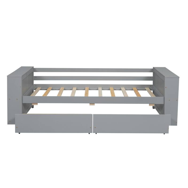 Double sofa bed with shelves and drawers