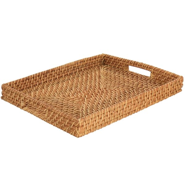 slide 2 of 6, Martha Stewart 16 Inch Rattan Woven Serving Tray Brown