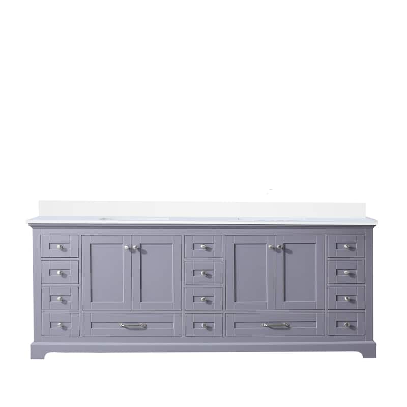 Dukes 84 in. W x 22 in. D Dark Grey Double Bath Vanity and White Quartz Top