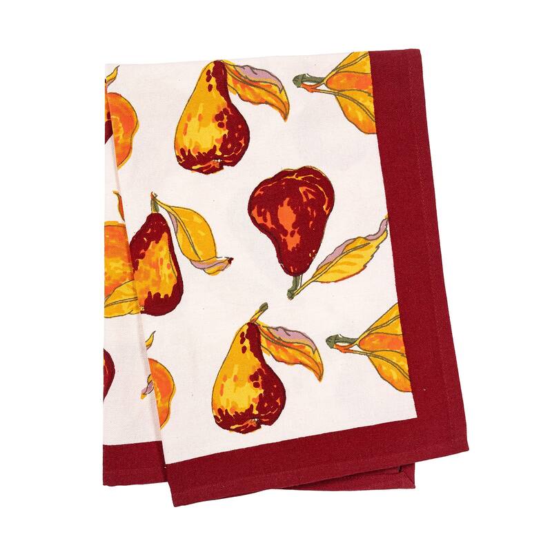 Couleur Nature Orchard Pear Tea Towels - Burgundy - 20x30 - Set of 3