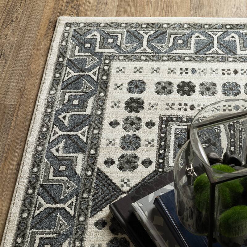 Style Haven Ripley Moroccan Grey/ Blue Mixed Pile Area Rug