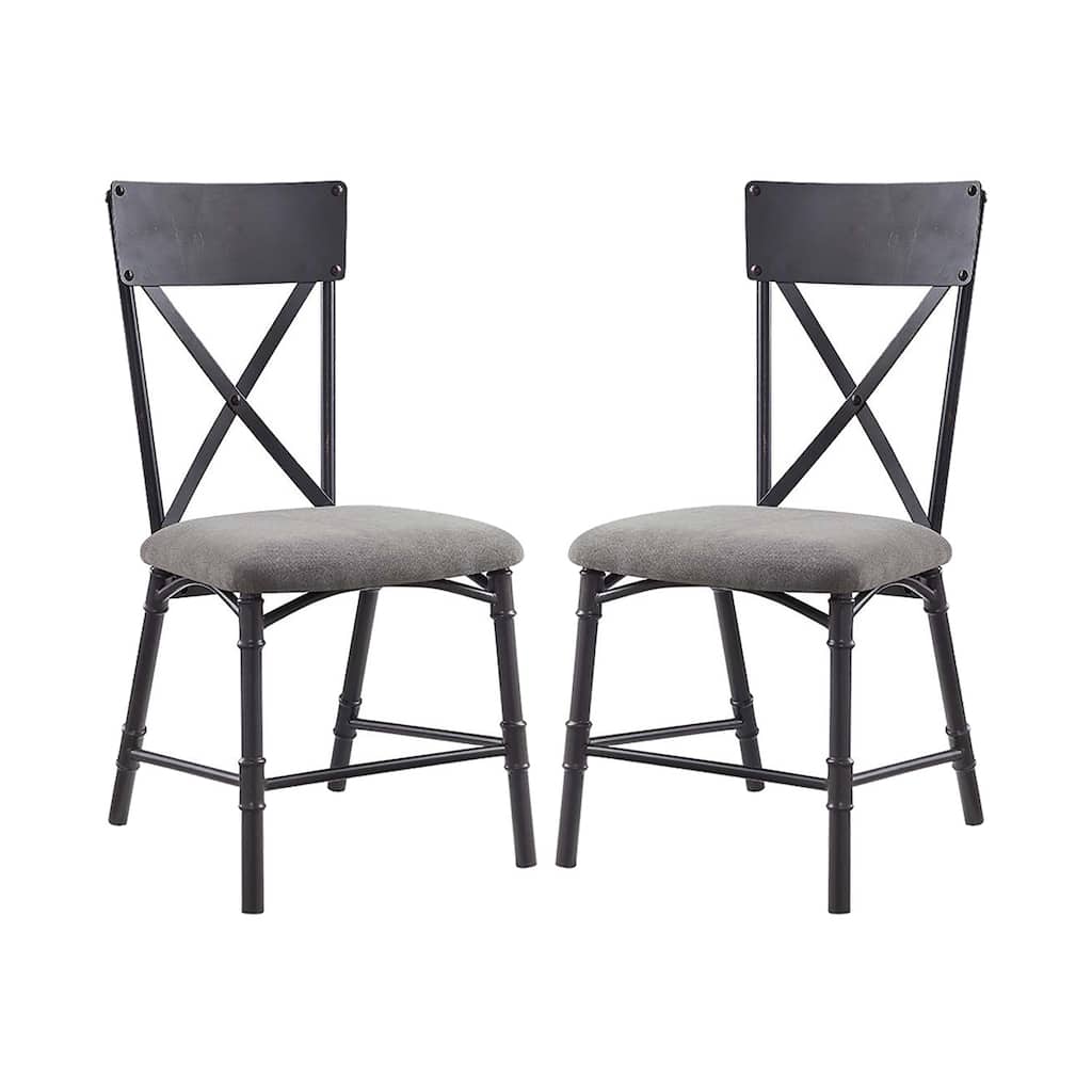 Set of 2 Side Chairs with Seat Cushion, Gray and Sandy Black