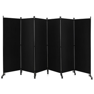 6-Panel Folding Room Divider 6FT Rolling Privacy Screen with Wheels ...