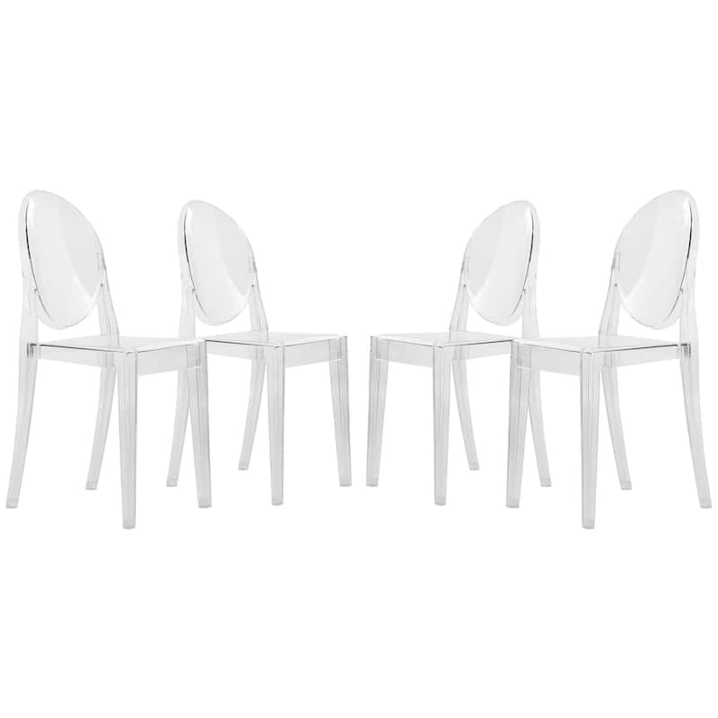 Acrylic Dining Chair Modern Transparent Stackable Side Chair No Asseembly - Set of 4
