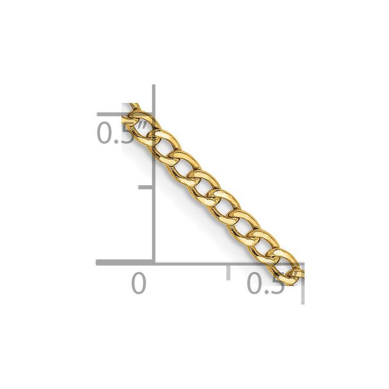 Curata 14k Yellow Gold Polished 2.5mm Semi-solid Curb Chain Necklace Options: 16 18 20 22 24 28