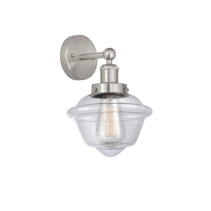 Innovations Lighting 616-1W-10-7 Oxford Sconce Oxford 10" Tall Wall - Brushed Satin Nickel / Clear