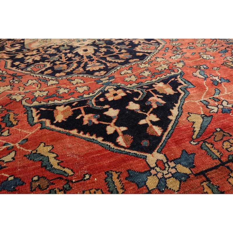 Hand Knotted Ferahan Rose Persian Wool Traditional Oriental Area Rug - 8' 11'' x 11' 5''