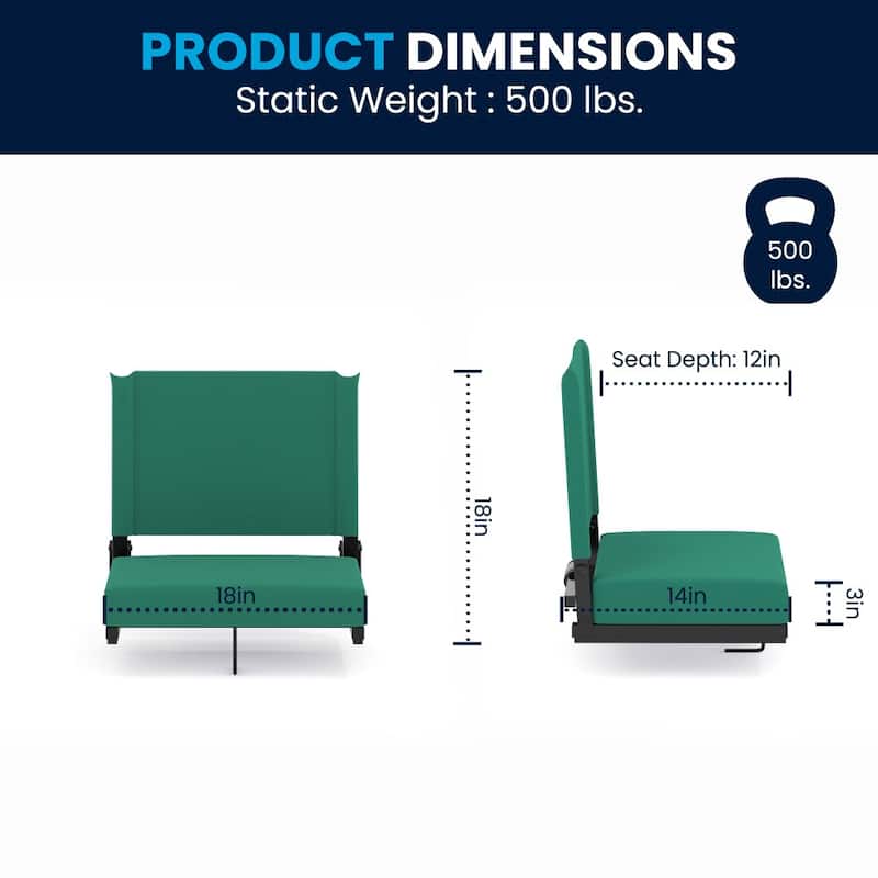 Ultra-Padded Stadium Chair - 18"W x 14"D x 18"H - 18"W x 14"D x 18"H