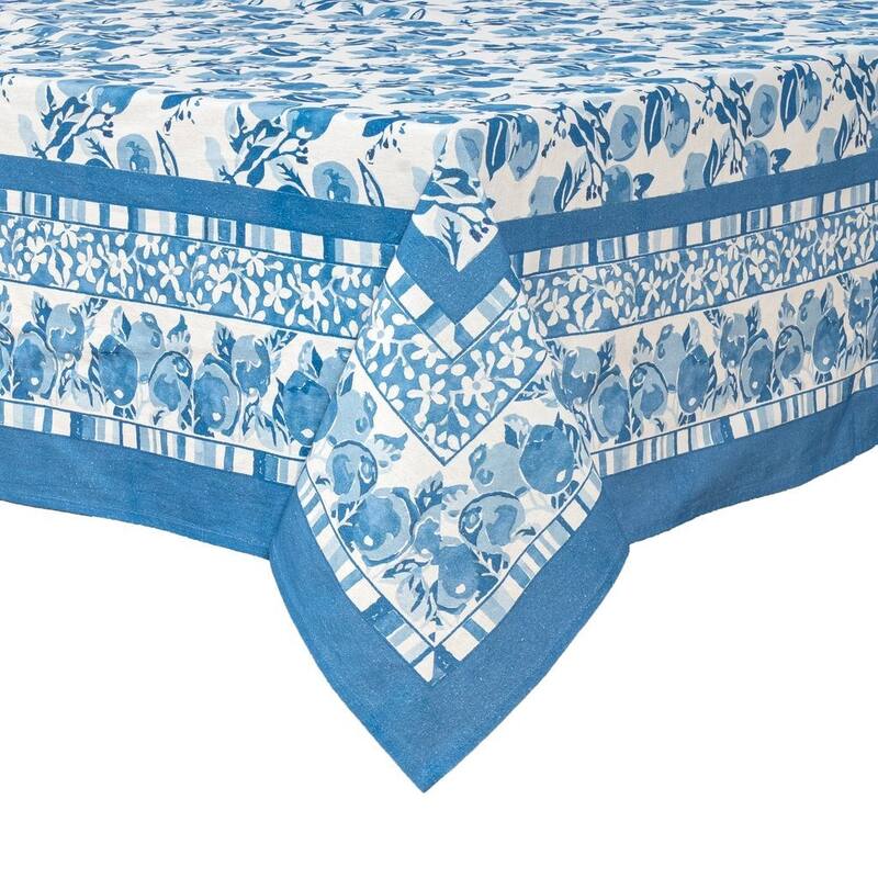 Couleur Nature Citron Tablecloth - Blue - 59" x 59"
