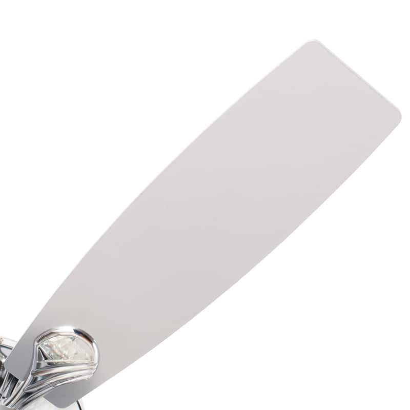 Modern Chrome 5-Blades Crystal Chandelier Ceiling Fan with Remote - 52 Inches