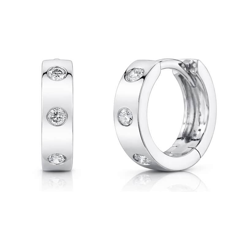 Auriya 14k Gold Lab Grown Round Diamond Fashion Hoop Earrings 0.60 ct. tw. (F-G VS) - White - White