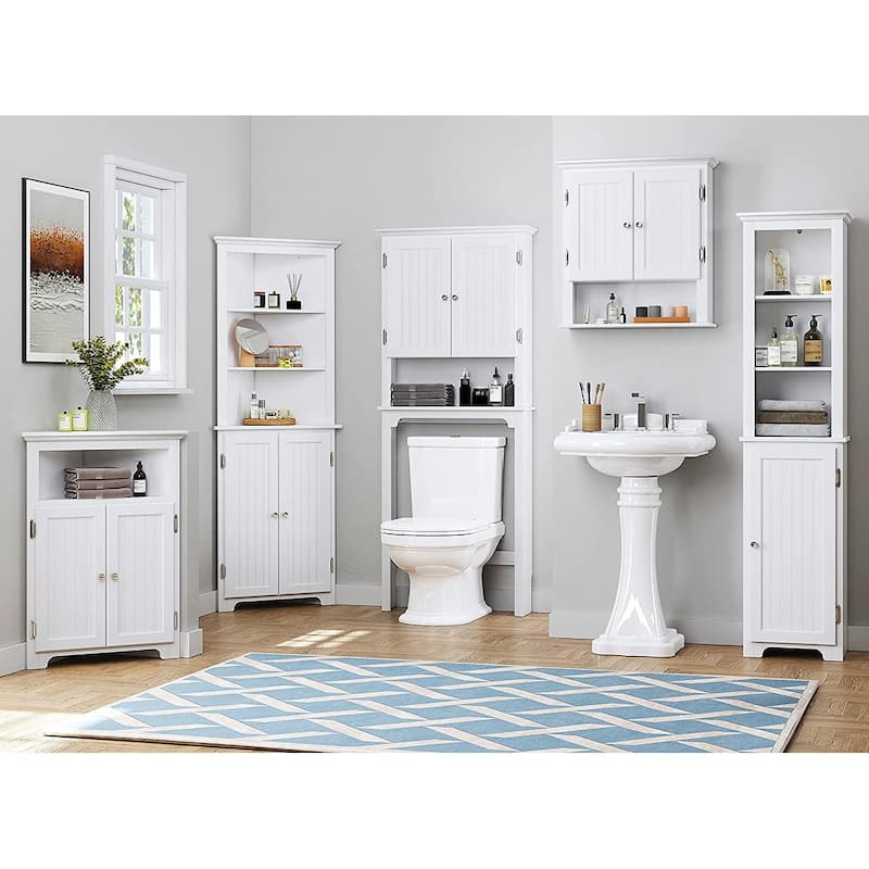 UTEX Bathroom Storage Over The Toilet, Bathroom Cabinet Organizer with Adjustable Shelves and Double Doors