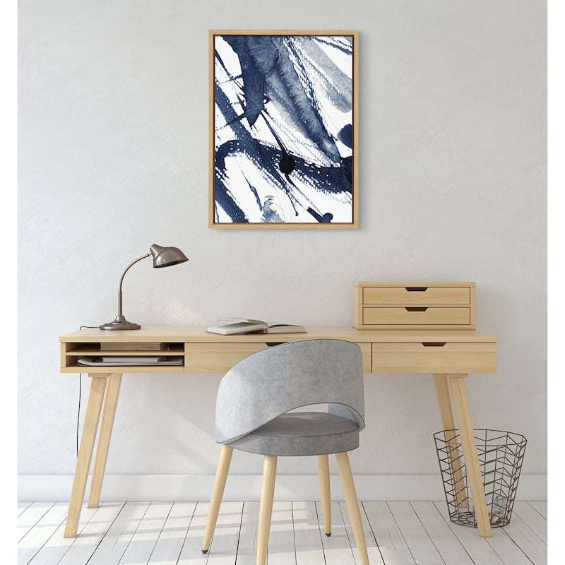 Kate and Laurel Sylvie Indigo Framed Canvas by Amy Peterson Art Studio