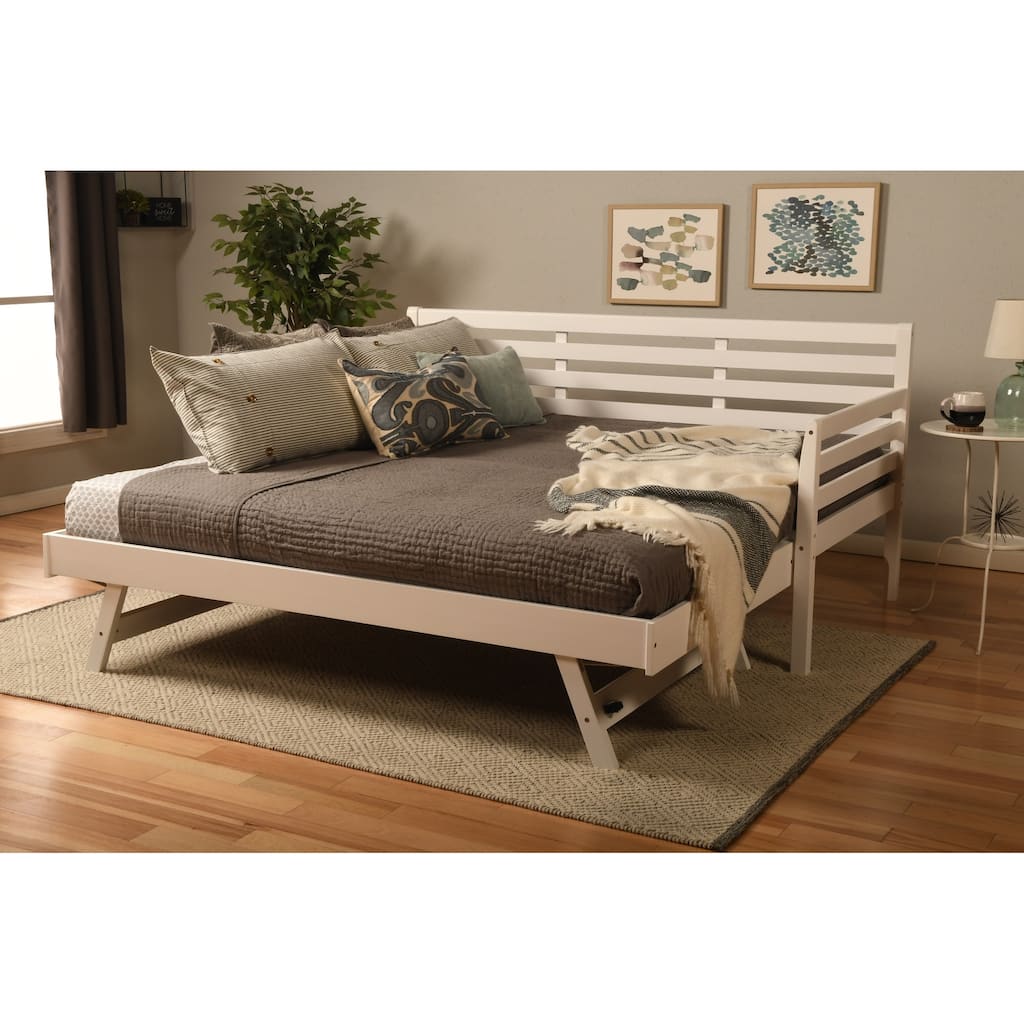 Somette Boho Daybed and Pop Up Bed in White with Mattresses